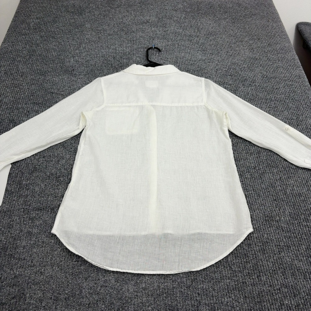 Sigrid Olsen Shirt Womens S White Linen Long Sleeve Button Up Coastal Casual